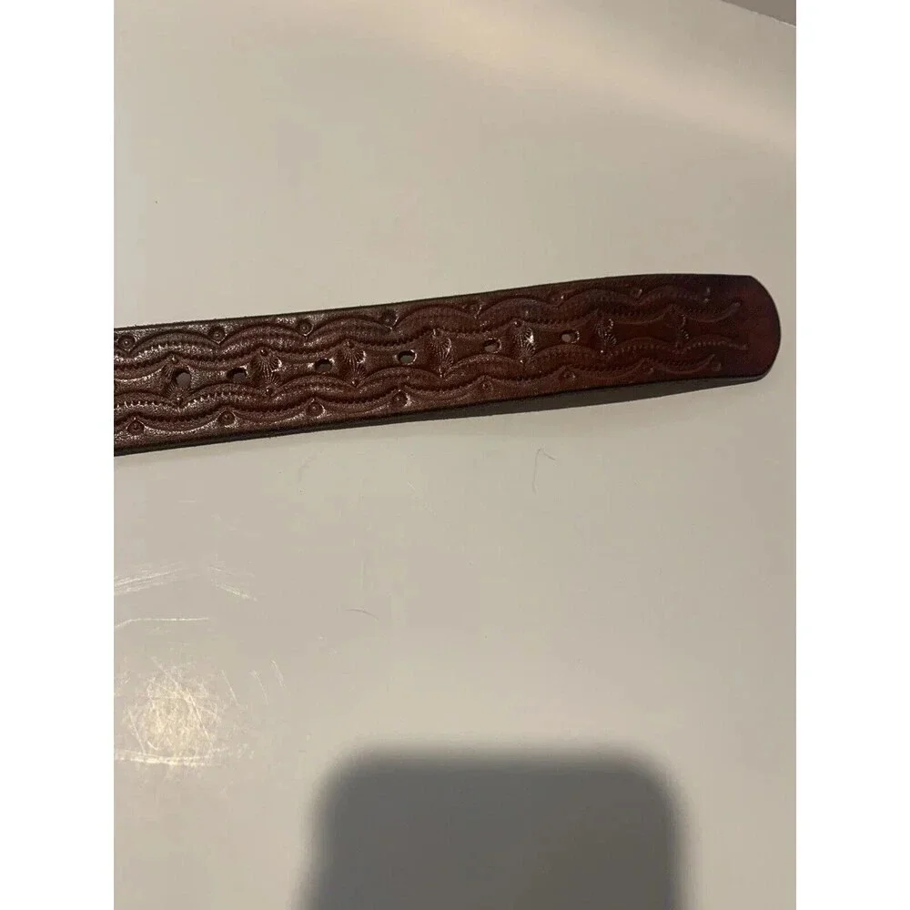 Sunrise Brand Tooled Leather Western Southwestern‎ Belt USA Made Size 42 (BB60)